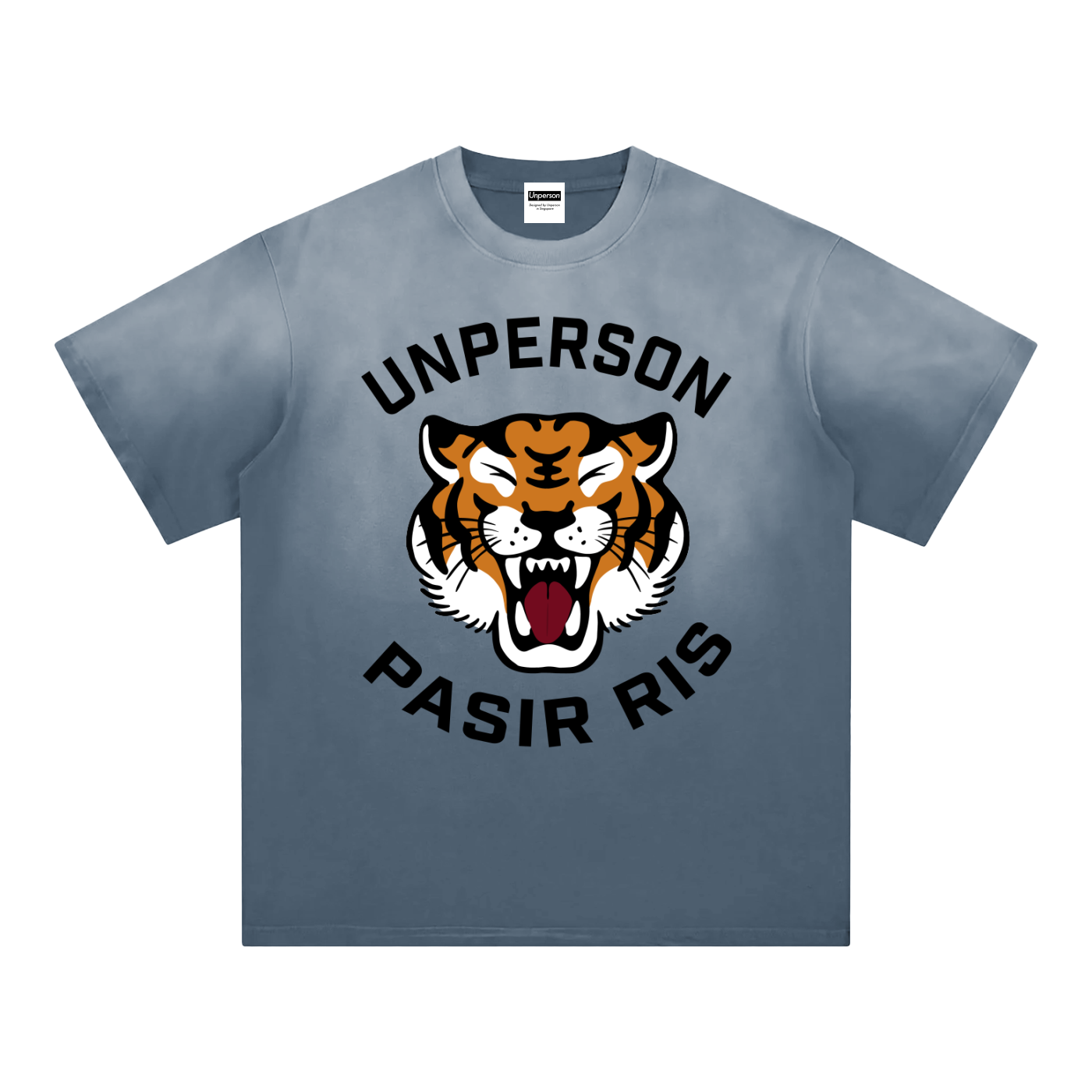 Laughing Tiger Tee - Washed Blue